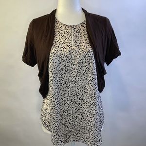 Brown Short-sleeved Shrug Sz M